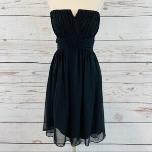 WHBM black strapless ruched dress size 2